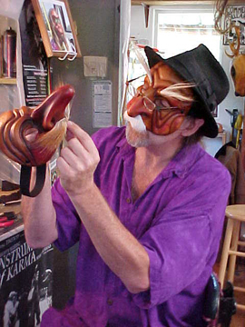 Newman working on a Commedia mask